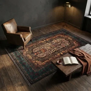 فرش ماشینی هلنا 25NH0060 قهوه ای معادل 77 رج دستبافت